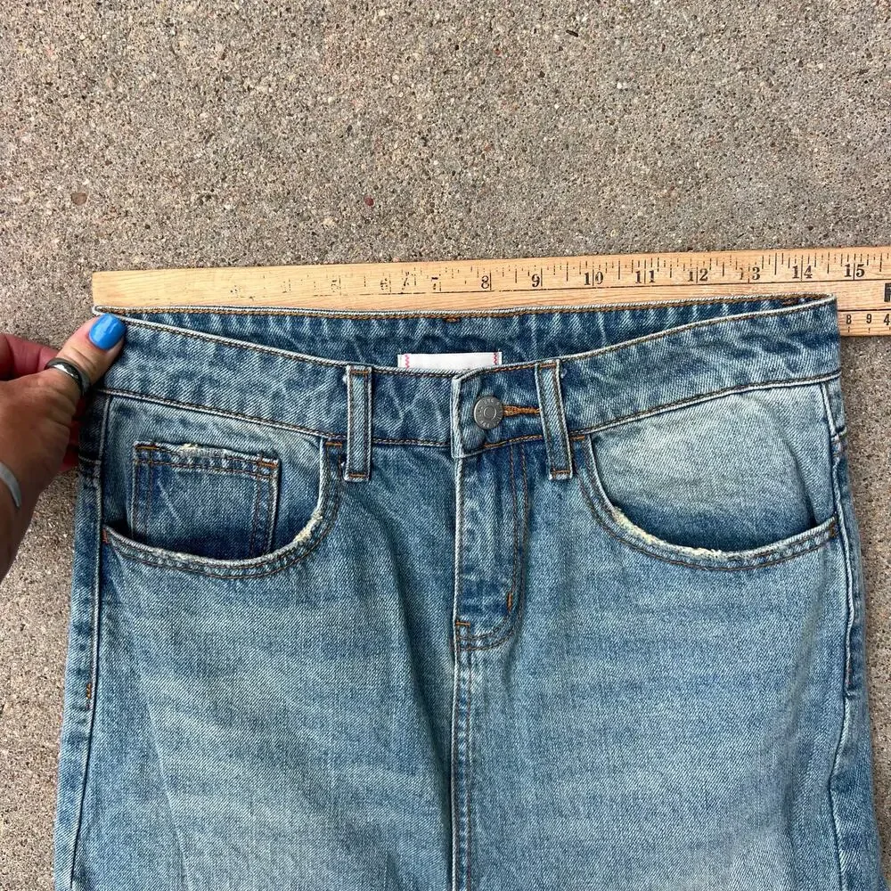 BDG  Urban Outfitters Mandi Denim Maxi Split Skirt Raw Hem SMALL